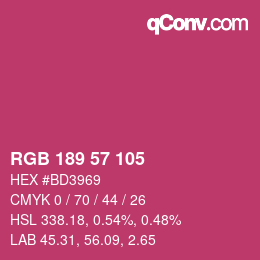 Color code: RGB 189 57 105 | qconv.com