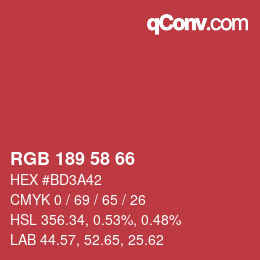 Código de color: RGB 189 58 66 | qconv.com