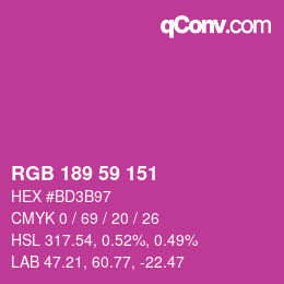 カラーコード: RGB 189 59 151 | qconv.com