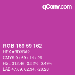 Color code: RGB 189 59 162 | qconv.com