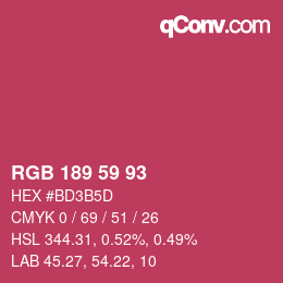 颜色代码: RGB 189 59 93 | qconv.com