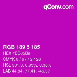 Color code: RGB 189 5 185 | qconv.com