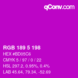 Color code: RGB 189 5 198 | qconv.com