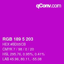 カラーコード: RGB 189 5 203 | qconv.com
