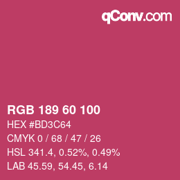 カラーコード: RGB 189 60 100 | qconv.com