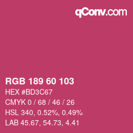 カラーコード: RGB 189 60 103 | qconv.com