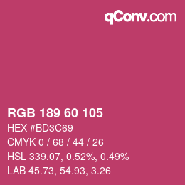 カラーコード: RGB 189 60 105 | qconv.com