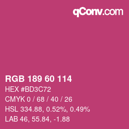 颜色代码: RGB 189 60 114 | qconv.com