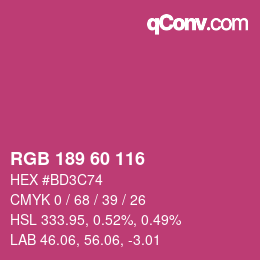カラーコード: RGB 189 60 116 | qconv.com