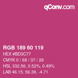 Color code: RGB 189 60 119 | qconv.com