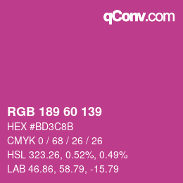 カラーコード: RGB 189 60 139 | qconv.com