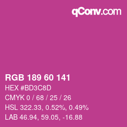 カラーコード: RGB 189 60 141 | qconv.com