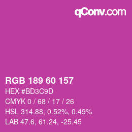 颜色代码: RGB 189 60 157 | qconv.com