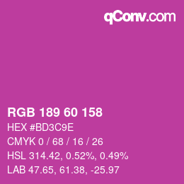 Color code: RGB 189 60 158 | qconv.com