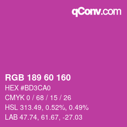 颜色代码: RGB 189 60 160 | qconv.com