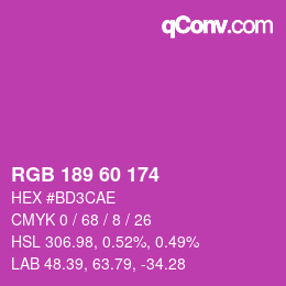Color code: RGB 189 60 174 | qconv.com