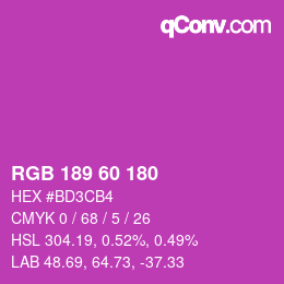 颜色代码: RGB 189 60 180 | qconv.com