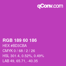 カラーコード: RGB 189 60 186 | qconv.com