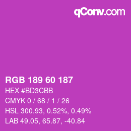 カラーコード: RGB 189 60 187 | qconv.com