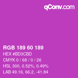 颜色代码: RGB 189 60 189 | qconv.com