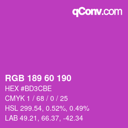 颜色代码: RGB 189 60 190 | qconv.com