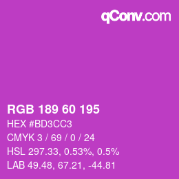 颜色代码: RGB 189 60 195 | qconv.com