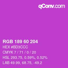 Farbcode: RGB 189 60 204 | qconv.com
