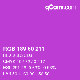 颜色代码: RGB 189 60 211 | qconv.com