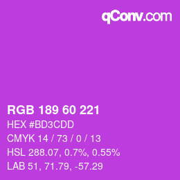 颜色代码: RGB 189 60 221 | qconv.com