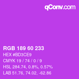 カラーコード: RGB 189 60 233 | qconv.com