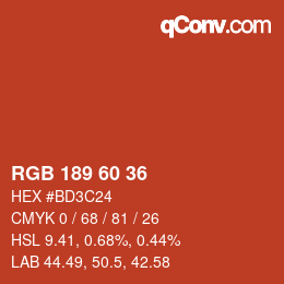 カラーコード: RGB 189 60 36 | qconv.com
