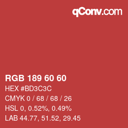 カラーコード: RGB 189 60 60 | qconv.com