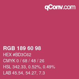 カラーコード: RGB 189 60 98 | qconv.com