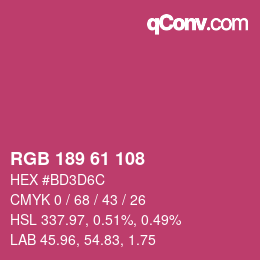 Farbcode: RGB 189 61 108 | qconv.com