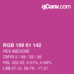 Color code: RGB 189 61 142 | qconv.com
