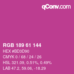 颜色代码: RGB 189 61 144 | qconv.com