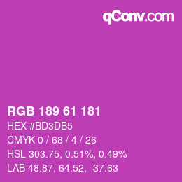 カラーコード: RGB 189 61 181 | qconv.com