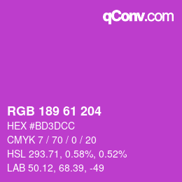 カラーコード: RGB 189 61 204 | qconv.com