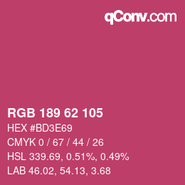 カラーコード: RGB 189 62 105 | qconv.com