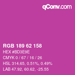 Color code: RGB 189 62 158 | qconv.com