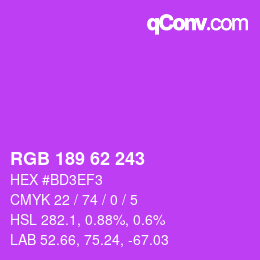 Color code: RGB 189 62 243 | qconv.com