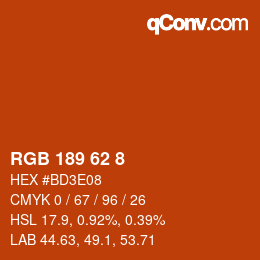 カラーコード: RGB 189 62 8 | qconv.com