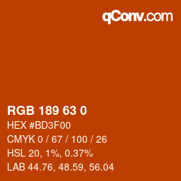 Color code: RGB 189 63 0 | qconv.com