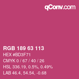 Color code: RGB 189 63 113 | qconv.com