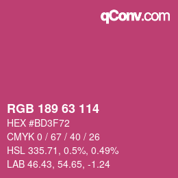 Color code: RGB 189 63 114 | qconv.com