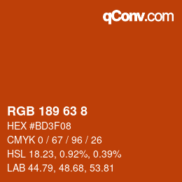 カラーコード: RGB 189 63 8 | qconv.com
