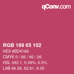 Color code: RGB 189 65 102 | qconv.com