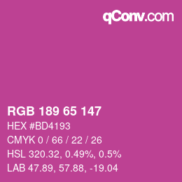 カラーコード: RGB 189 65 147 | qconv.com