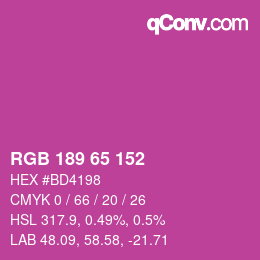 カラーコード: RGB 189 65 152 | qconv.com