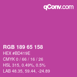 Color code: RGB 189 65 158 | qconv.com